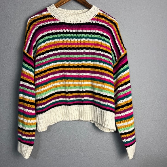 Collection B Sweaters - Le Lis Collection Striped Chucky Knit Sweater Pullover Colorful Crew Neck Medium